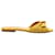 Manolo Blahnik Mustard Notamu Plissã©-Satin And Leather Slides Yellow  ref.1286603