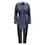 Sandro Blue Striped Long Sleeved Jumpsuit With White Collar Cotton  ref.1286649