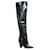Saint Laurent Black Shinny Leather Over The Knee Black Boots  ref.1286682