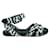 HERMÈS Black And White Espadrilles Sandals Leather  ref.1286851