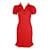 Self portrait Mini vestido canelado vermelho Viscose Poliamida  ref.1286956