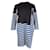 Autre Marque Contemporary Designer Black Blue and White Striped Cotton Dress  ref.1286990