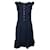 Autre Marque Contemporary Designer Navy Blue Dress With Buttons And Ruffles Silk Polyester  ref.1287029