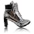 STUART WEITZMAN Lace-up Metallic Leather Ankle Boots Silvery  ref.1287157