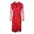 Diane Von Furstenberg Rot bedrucktes langärmliges Kleid Nylon  ref.1287234