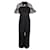 Self portrait Combinaison noire élégante avec manches en maille et nœud en velours Polyester Polyamide  ref.1287419