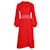 Autre Marque Vestido largo rojo con cinturón de satén Roja Viscosa  ref.1287434