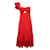 Autre Marque CONTEMPORARY DESIGNER Vibrant Red Color One Sleeve Evening Dress Suede Cotton  ref.1287685