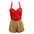 Autre Marque VATANIKA Red and Brown Romper with Pleated Front Polyester  ref.1287686