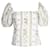 Reformation Floral Square Neck Puff Sleeve Top White Linen  ref.1287929