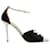 Autre Marque Contemporary Designer Black Satin Heels with Faux Pearls Leather Faux fur  ref.1288047