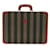 Fendi Vintage Leather & Striped Fabric Briefcase Brown Metal  ref.1288095