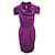Oscar De La Renta Purple Pleated Short Sleeve Midi Dress Silk  ref.1288112