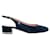 Zapatos de tacón con tira trasera de ante con logo Cc entrelazado de Chanel Azul marino Suecia  ref.1288181