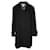 Autre Marque Abrigo negro de diseñador contemporáneo con adornos de cuero Poliéster Lana  ref.1288260