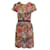 Autre Marque Zeitgenössisches Designer-Kurzarm-Kleid mit Multi-Print Mehrfarben Viskose  ref.1288337