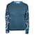 Autre Marque CONTEMPORARY DESIGNER Sea Blue Knitted Sweater with Embroidered Sleeves Cotton  ref.1288368