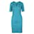 DIANE VON FURSTENBERG Fitted Knee Length Dress Turquoise Wool Polyamide  ref.1288375