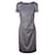 DONNA KARAN Vestido gris de lana plisado con cuello redondo y mangas  ref.1288423