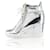 GIUSEPPE ZANOTTI Metallic Silver Wedge Sneakers Silvery Leather  ref.1288631
