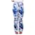 Tory Burch Floral Straight Cut Pants Blue Cotton Elastane  ref.1288708