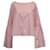 Autre Marque Contemporary Designer Pink Boat Neck Blouse With Ruffles Cotton  ref.1288900