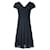 Autre Marque Zeitgenössisches Designerkleid mit V-Ausschnitt und Rüschen Schwarz Seide Baumwolle Polyester Elasthan Acetat  ref.1289015