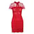 SANDRO Robe en dentelle rouge avec nœud Polyester Elasthane Nylon  ref.1289169