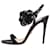 Prada Black floral embellished sandal heels - size EU 39 Leather  ref.1291239