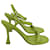 By Far Sandálias de salto alto em couro verde com relevo de crocodilo  ref.1291501