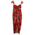 Diane Von Furstenberg Vestido floral drapeado com decote em coração em nylon laranja  ref.1291685