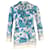 Gucci-Jacke mit Aquarellblumen aus blauer Seide  ref.1291723