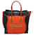 Céline Celine Tricolor Micro Luggage Tote Bag in Rot Orange Schwarz Canvas und Leder  Leinwand  ref.1291844