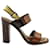Double Prada Slingback-Sandalen mit Blockabsatz aus braunem Lackleder  ref.1292184