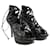 Saint Laurent Black Croc Embossed Gladiator Tie Heels Leather  ref.1292286