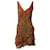 Ralph Lauren Vestido Midi Assimétrico com Babados em Seda Estampada Laranja  ref.1292351