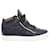 Giuseppe Zanotti London High Top Sneakers in Black Croc Embossed Leather   ref.1292386