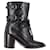 Valentino Garavani Rockstud lined-Buckle Heeled Boots in Black Leather  ref.1292517