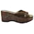 Jimmy Choo Cork Wedge Platform Sandals in Brown Suede Metallic Bronze Leather  ref.1292631