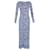 Vestido Maxi Stretch Estampado Michael Kors com Fenda em Poliéster Azul  ref.1292657