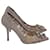 Dolce & Gabbana Zapatos de tacón con punta en punta y adornos de cristales en encaje y malla beige Lienzo  ref.1292688