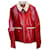 Veste enduite zippée sur le devant Valentino Garavani en coton rouge  ref.1292690