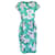 Vestido con falda de tubo y estampado floral de Oscar De La Renta en algodón verde azulado  ref.1292763