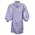 Ganni Puff Sleeve Striped Mini Shirt Dress in Light Blue Cotton  ref.1292796