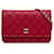 Wallet On Chain Cartera roja Chanel CC Wild Stitch con bolso bandolera con cadena Cuero  ref.1293078