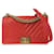 Rote Chanel Medium Chevron Boy Flap Umhängetasche aus Kalbsleder  ref.1293133