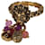 Gucci Brass Tone Lion Head & Beaded Charm Ring with Marmot GG Metallic  ref.1293278