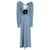 Alessandra Rich Vestido midi de seda azul con adornos de lunares y volantes  ref.1293690