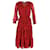 Michael Michael Kors Long Sleeve Printed Midi Dress in Red Polyester  ref.1293746