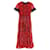 Autre Marque Saloni Andie Midikleid mit floralem Spitzenbesatz aus rotem Polyester  ref.1293755